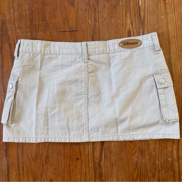 Vintage 90s/Y2K Bongo Micro Mini Khaki Cargo Skirt 100% Cotton - Picture 4 of 6